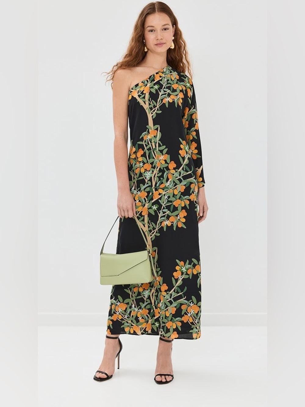 Bernadette Lola Dress one shoulder floral print silk maxi size 34EU NWT